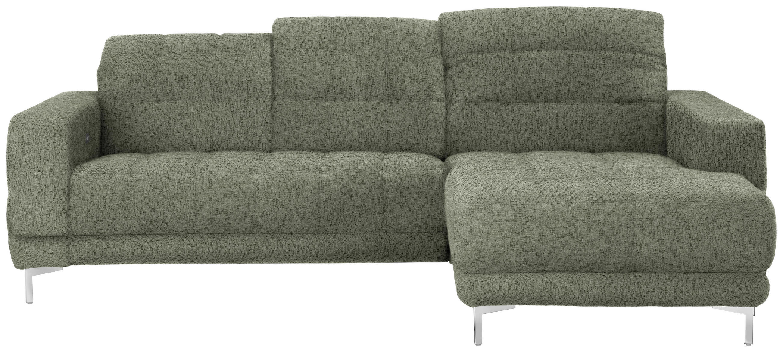 ECKSOFA Webstoff Grün  - Chromfarben/Grün, Design, Textil/Metall (260/187cm) - Xora