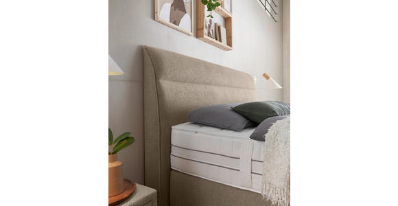 BOXSPRINGBETT 180/200 cm,  in Beige, Matratze, Topper, motorische Verstellbarkeit, Fernbedienung, unterschiedliche Matratzenhärtegrade je Bettseite, H2 + H3 = mittel + fest  - Beige/Schwarz, KONVENTIONELL, Kunststoff/Textil (180/200cm) - Voleo