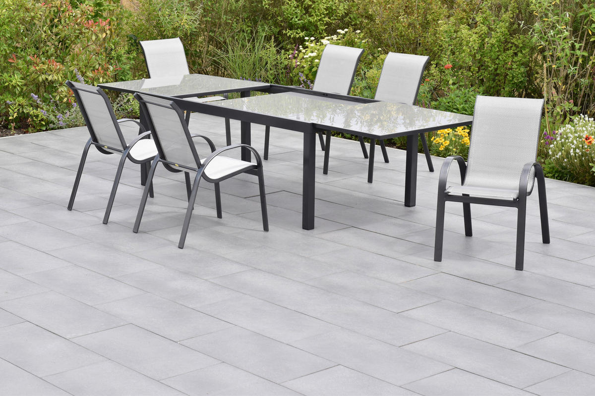 GARTENSET Aluminium  - Graphitfarben/Grau, MODERN, Textil/Metall - Gardenson