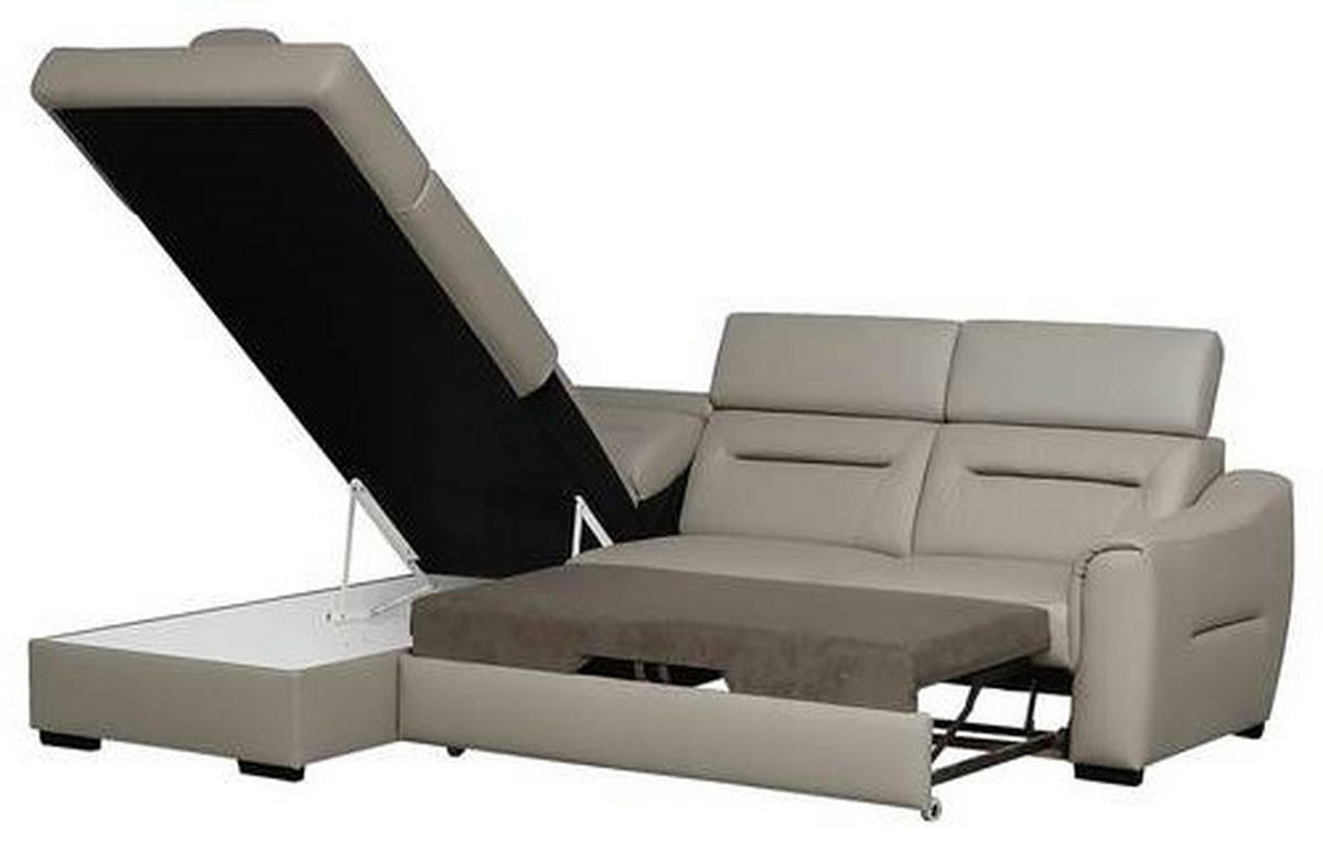 ECKSOFA  in Lederlook Echtleder Schlammfarben  - Wengefarben/Schlammfarben, Design, Leder/Holz (212/260cm) - Celina Home
