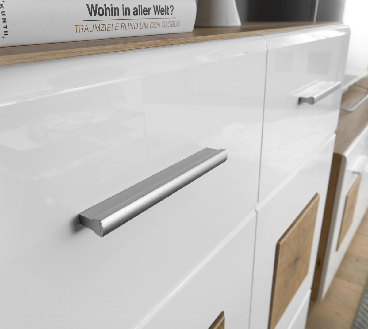 SIDEBOARD 180/92/38 cm  in Eiche Artisan, Weiss Hochglanz  - Weiss Hochglanz/Weiss, Design, Holzwerkstoff/Kunststoff (180/92/38cm) - MID.YOU