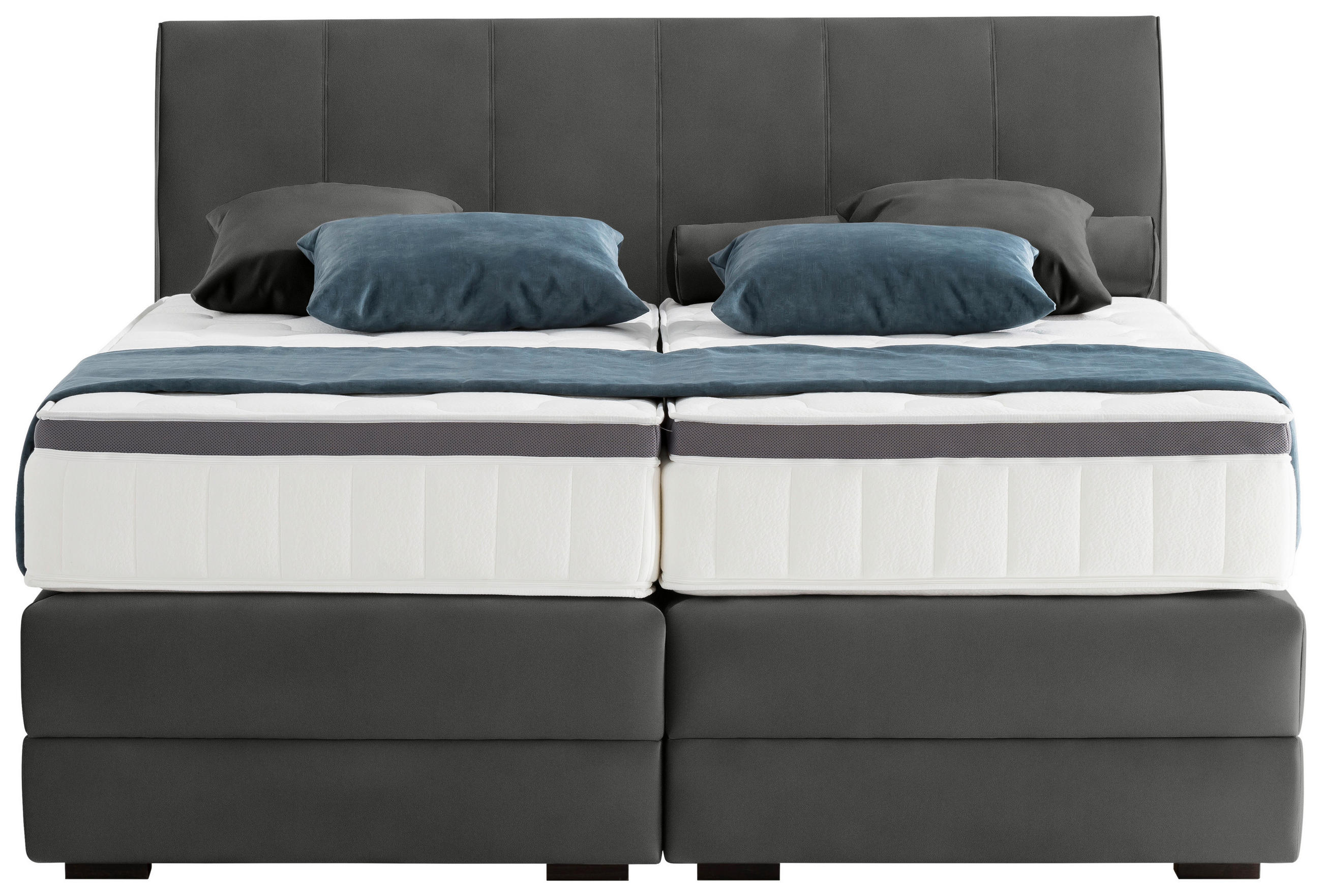 BOXSPRINGBETT 160/200 cm  in Anthrazit  - Wengefarben/Anthrazit, Konventionell, Holz/Textil (160/200cm) - Novel