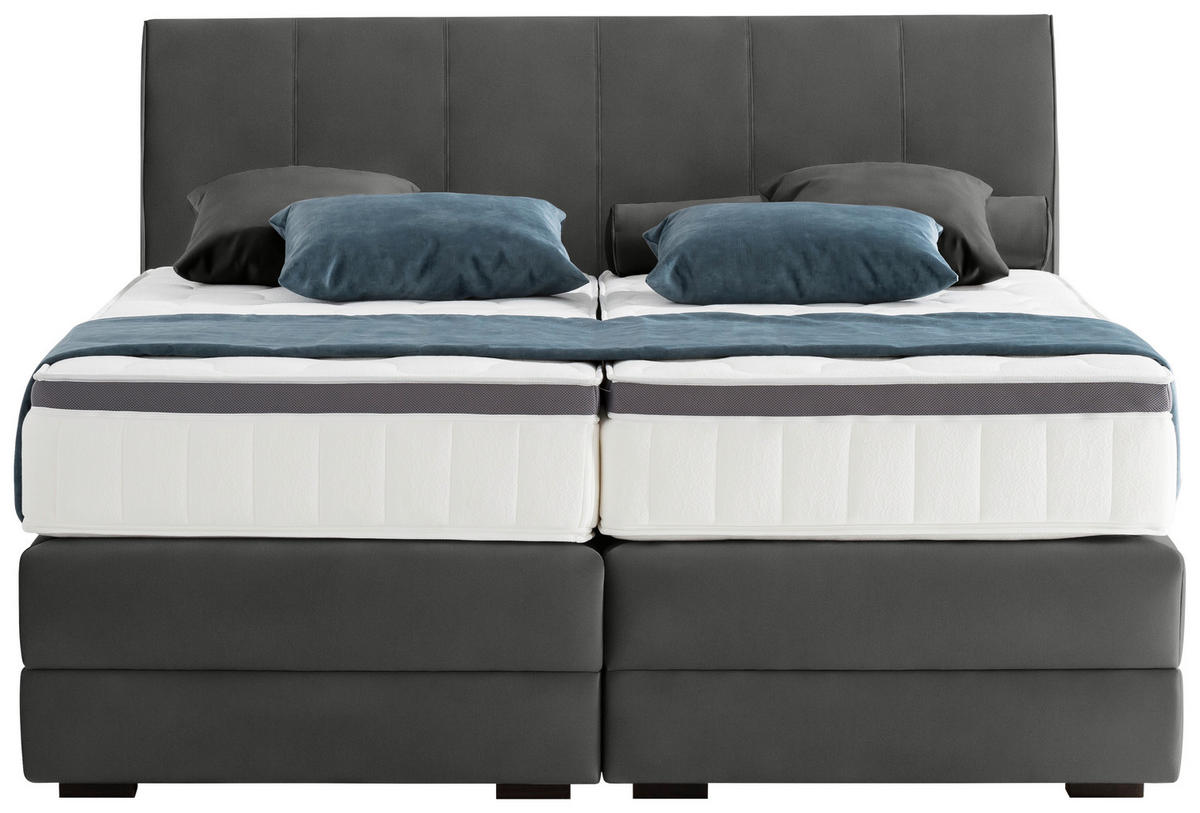 BOXSPRINGBETT 200/200 cm  in Anthrazit  - Wengefarben/Anthrazit, KONVENTIONELL, Holz/Textil (200/200cm) - Novel