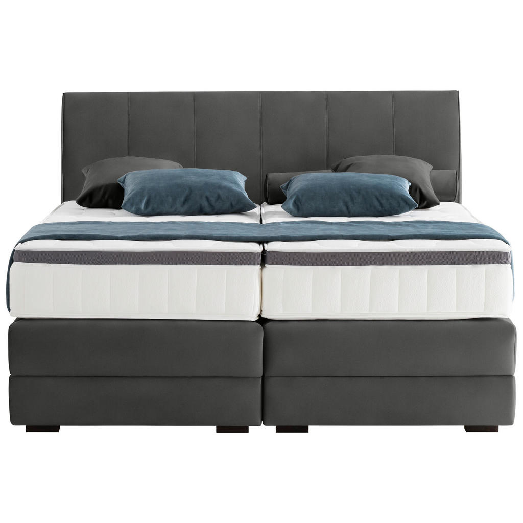 Thumbnail - Novel Boxspringbett, Anthrazit, Textil, Wenge, H2, 7-Zonen, Höhe ca. 27 cm, 180x200 cm, Bettkasten, gepolstertes Kopftei...