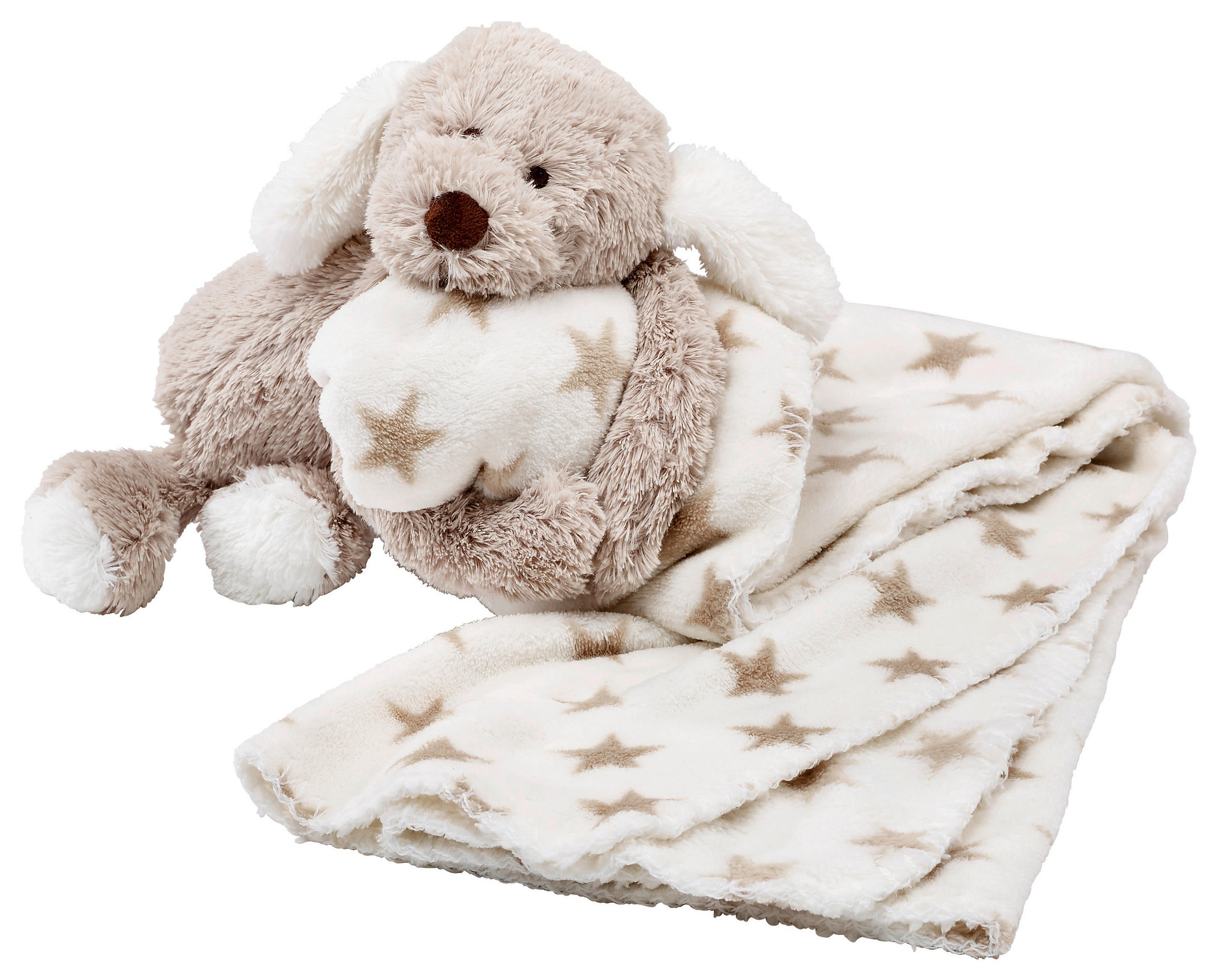 My Baby Lou Schmusedecke Dog \u0026 Star Weiß, Taupe 90x75 cm