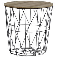 BEISTELLTISCH 40/40/41 cm Naturfarben, Schwarz rund  - Schwarz/Naturfarben, Design, Holz/Holzwerkstoff (40/40/41cm) - Ambia Home