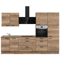 KÜCHENLEERBLOCK 300 cm   in Eiche dunkel  - Eiche dunkel/Schwarz, MODERN, Holzwerkstoff/Metall (300cm) - Nobilia