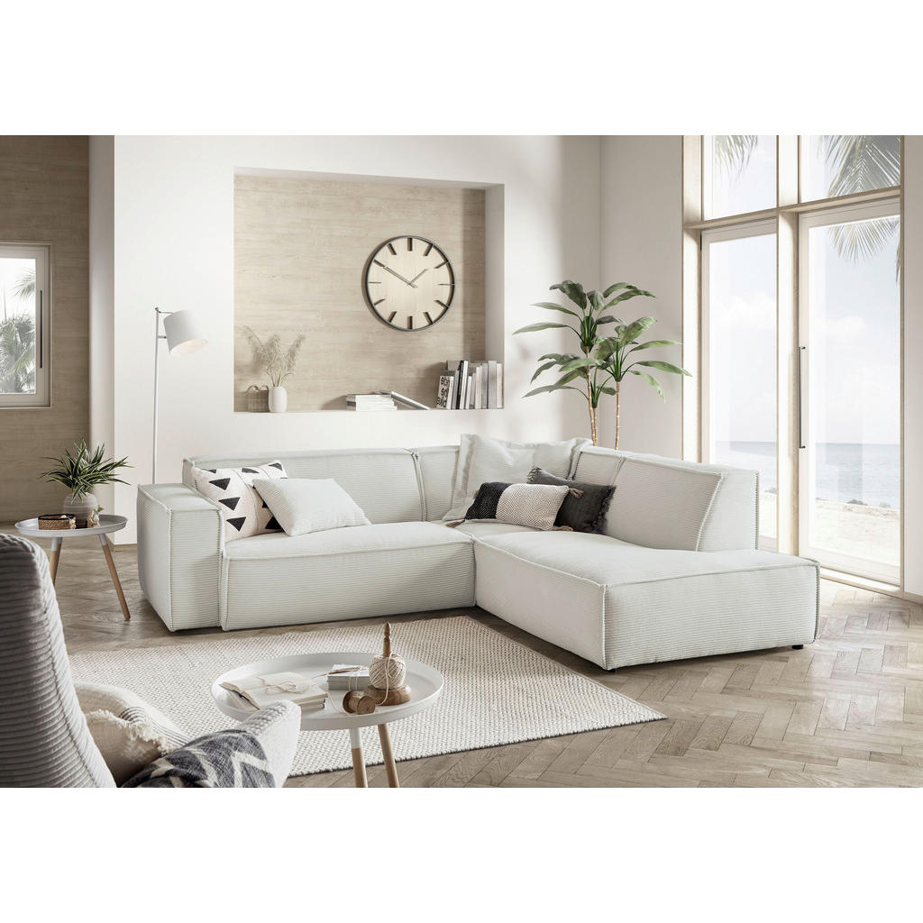 Thumbnail - Hom`in Ecksofa, Hellgrau, Textil, 4-Sitzer, Ottomane rechts, L-Form, 254x224 cm, Blauer Engel, Goldenes M, Oeko-Tex® Sta...