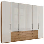 FALTTÜRENSCHRANK 300/236/58 cm 6-türig Champagner, Eiche Bianco  - Schieferfarben/Eiche Bianco, KONVENTIONELL, Glas/Holzwerkstoff (300/236/58cm) - Dieter Knoll
