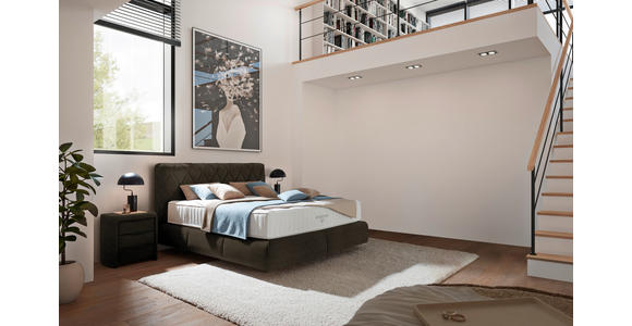 BOXSPRINGBETT 200/200 cm  in Dunkelbraun  - Dunkelbraun/Schwarz, Design, Kunststoff/Textil (200/200cm) - Johann Jakob