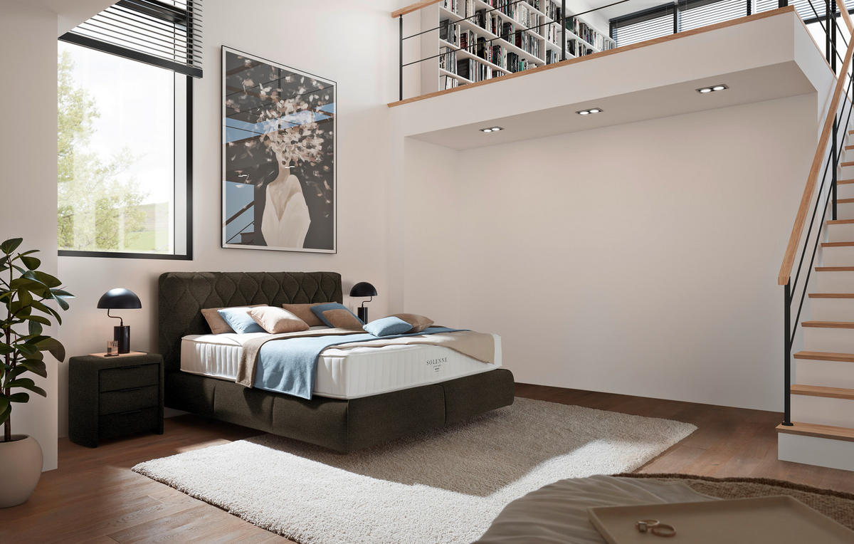 BOXSPRINGBETT 180/200 cm  in Dunkelbraun  - Dunkelbraun/Schwarz, Design, Kunststoff/Textil (180/200cm) - Johann Jakob