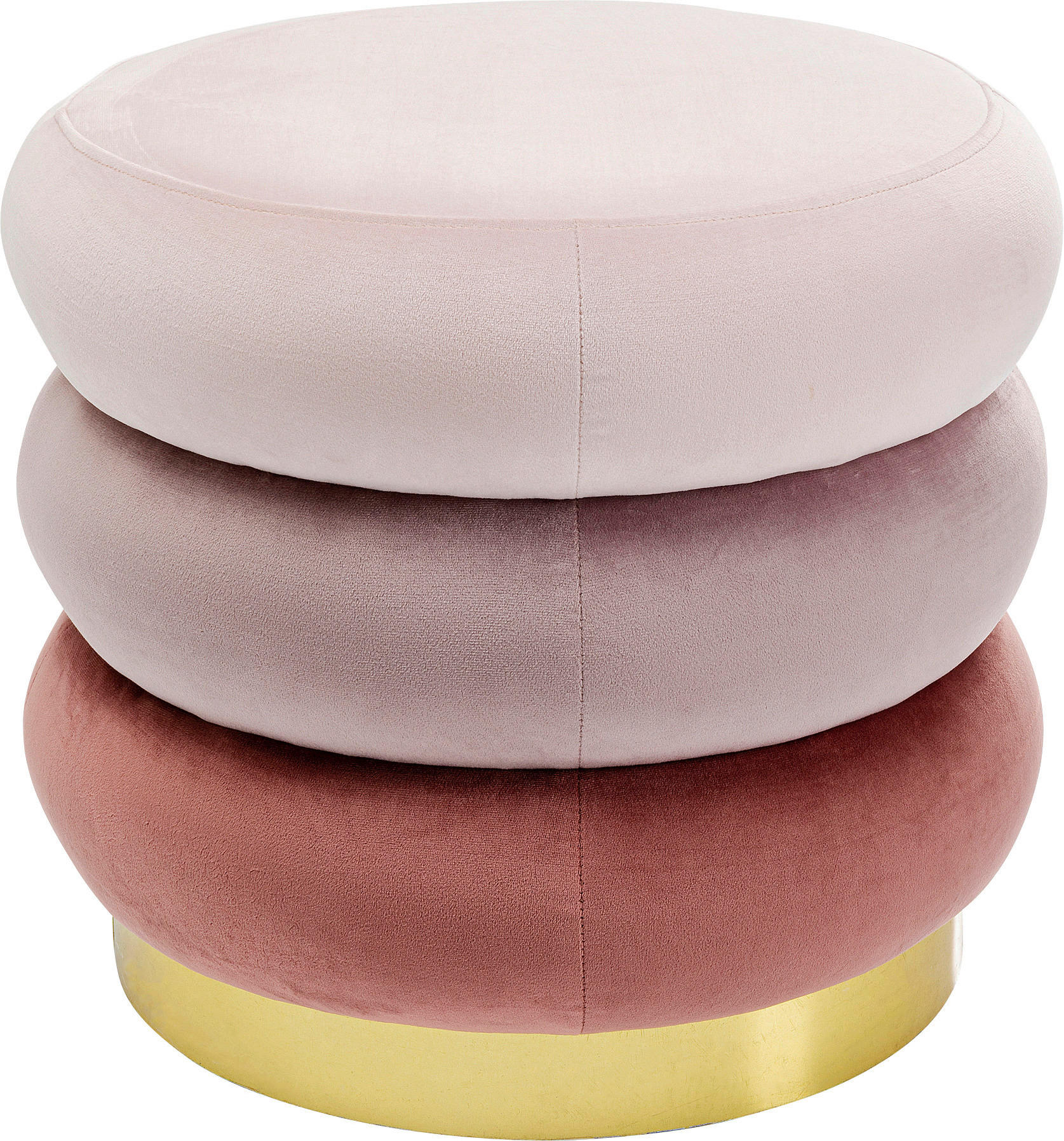 HOCKER Samt Creme, Rosa, Beige  - Beige/Creme, Trend, Textil/Metall (45/40/45cm) - Kare-Design