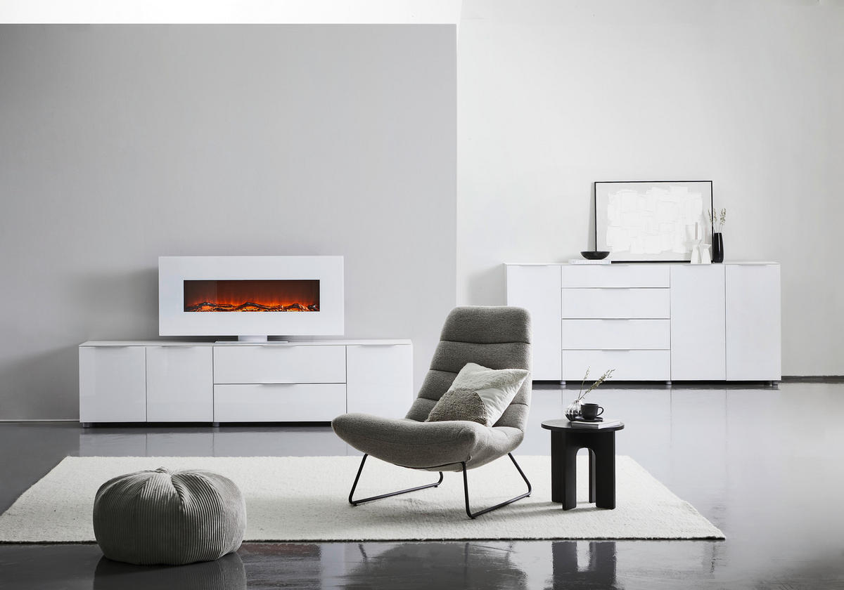 SIDEBOARD  in 225/101/40 cm  - Chromfarben/Weiß Hochglanz, Basics, Glas/Holzwerkstoff (225/101/40cm) - Voleo