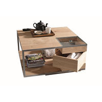 COUCHTISCH in Holz, Metall, Glas 80/80/40 cm  - Eichefarben/Anthrazit, KONVENTIONELL, Glas/Holz (80/80/40cm) - Voglauer