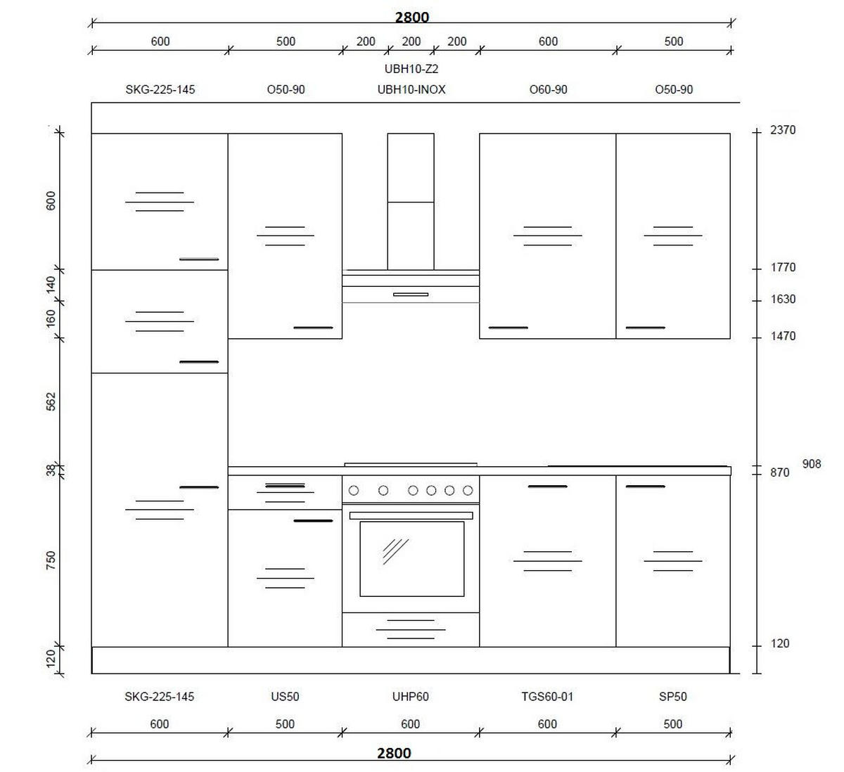 BLOK KUHINJA S APARATIMA  siva, bijela  - bijela/siva, Design (280cm) - Welnova