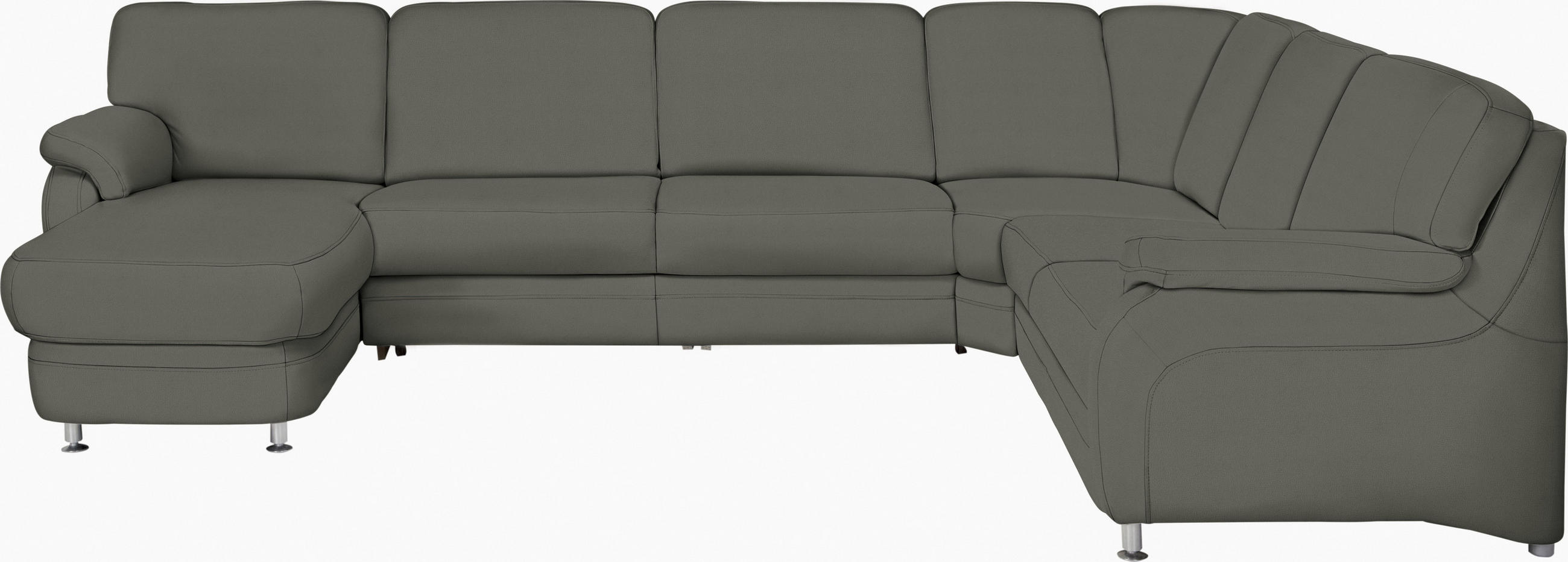 WOHNLANDSCHAFT in Echtleder Grau  - Alufarben/Grau, Konventionell, Leder/Metall (165/329/239cm) - Beldomo Premium