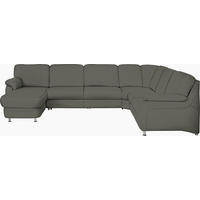 WOHNLANDSCHAFT in Echtleder Grau  - Alufarben/Grau, Konventionell, Leder/Metall (165/329/239cm) - Beldomo Premium