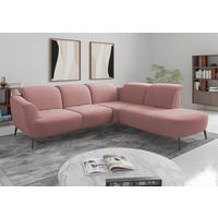 ECKSOFA in Mikrofaser Altrosa  - Schwarz/Altrosa, Konventionell, Textil/Metall (300/267cm) - Sit & More