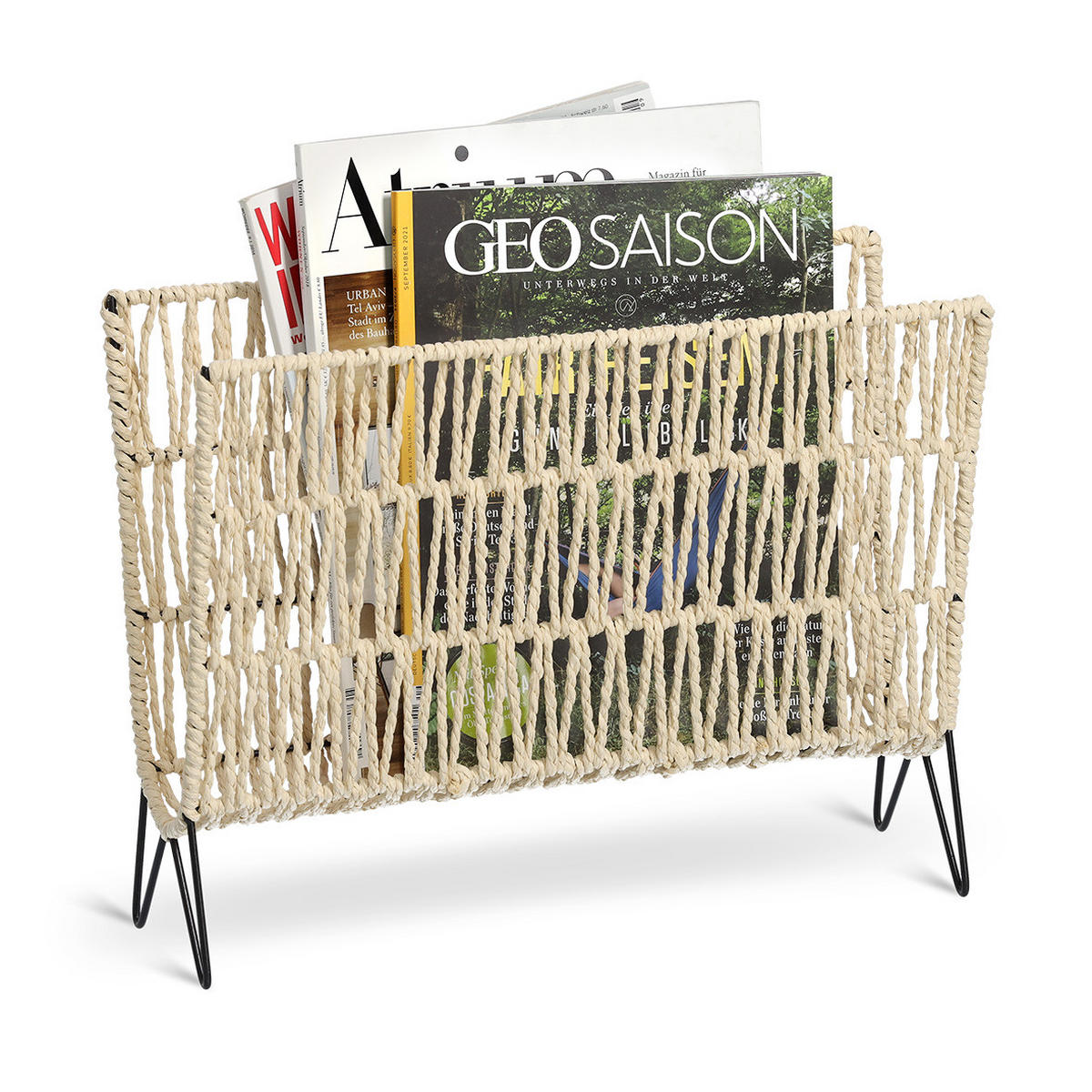 ZEITUNGSSTÄNDER 38/30/15 cm  - Naturfarben, Basics, Textil/Metall (38/30/15cm) - Zeller Present