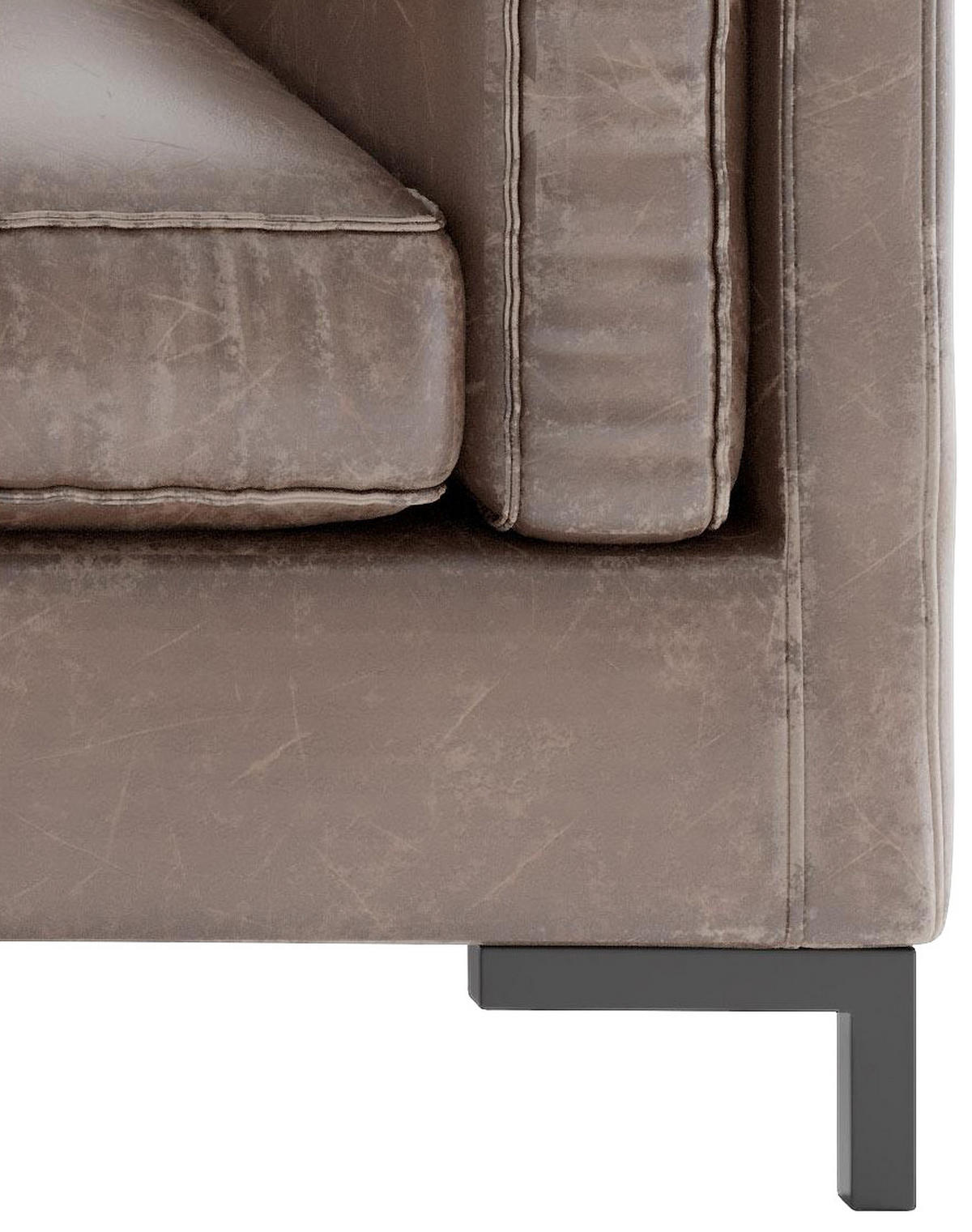 ECKSOFA in Lederlook, Flachgewebe Rotbraun  160/265 cm  - Rotbraun/Schwarz, Design, Textil/Metall (160/265cm) - Livetastic