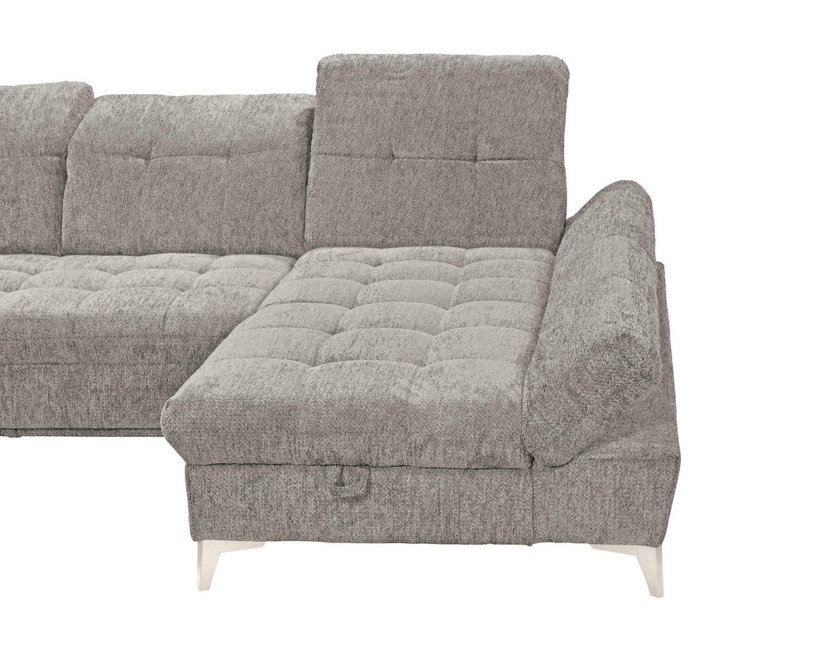 WOHNLANDSCHAFT Mikrovelours Taupe  - Taupe/Kaschmir, Modern, Kunststoff/Textil (245/348/168cm) - MID.YOU