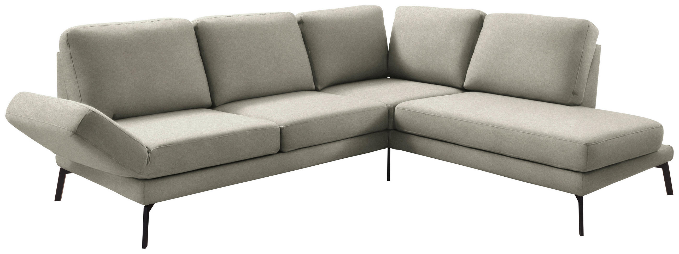 ECKSOFA Mikrofaser Olivgrün  - Schwarz/Olivgrün, Konventionell, Textil/Metall (250-288/207-223cm) - Hom`in
