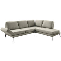 ECKSOFA  in Mikrofaser Olivgrün Rücken echt, Armteilverstellung, Relaxfunktion  250-288/207-223 cm  - Schwarz/Olivgrün, KONVENTIONELL, Textil/Metall (250-288/207-223cm) - Hom`in