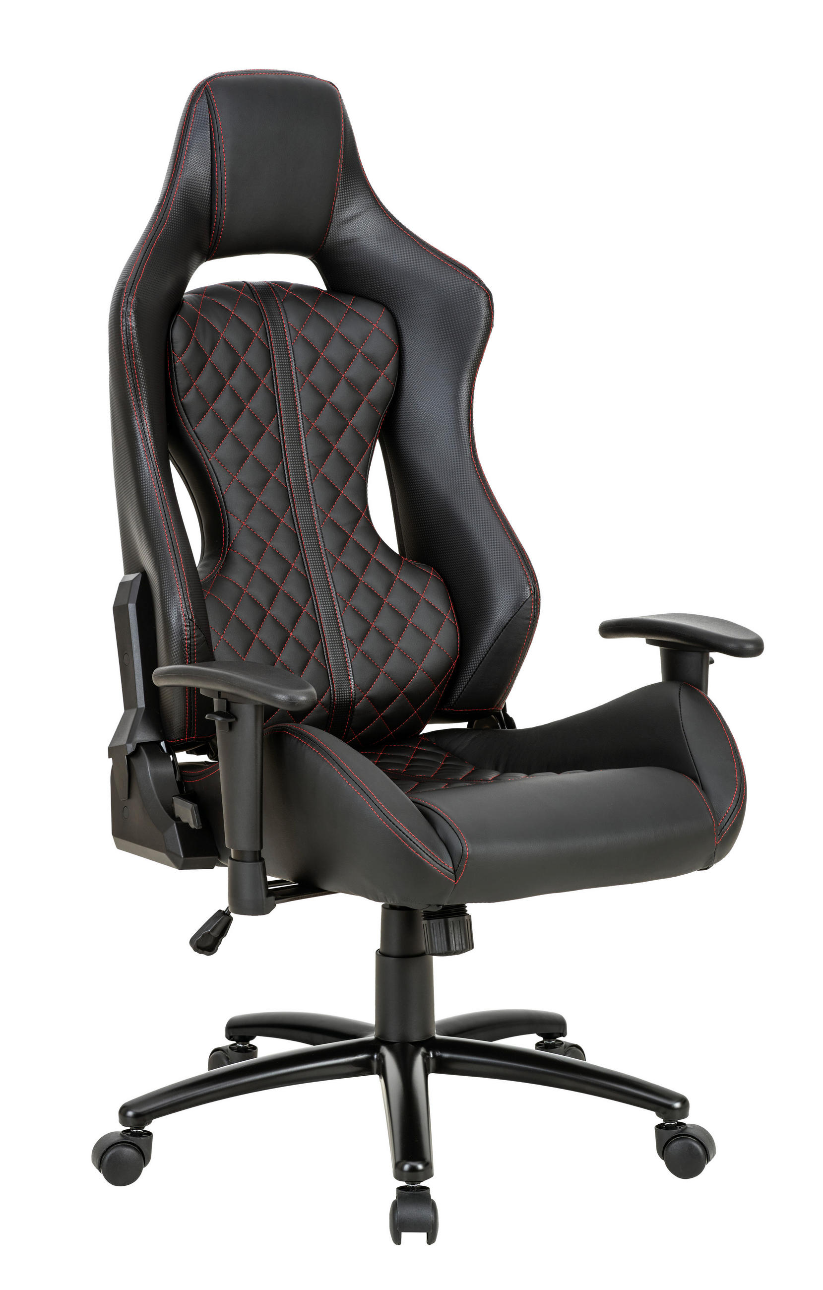 GAMING STOL kovina, umetna masa, tekstil črna  - rdeča/črna, Design, kovina/umetna masa (64/124/65cm) - Novel