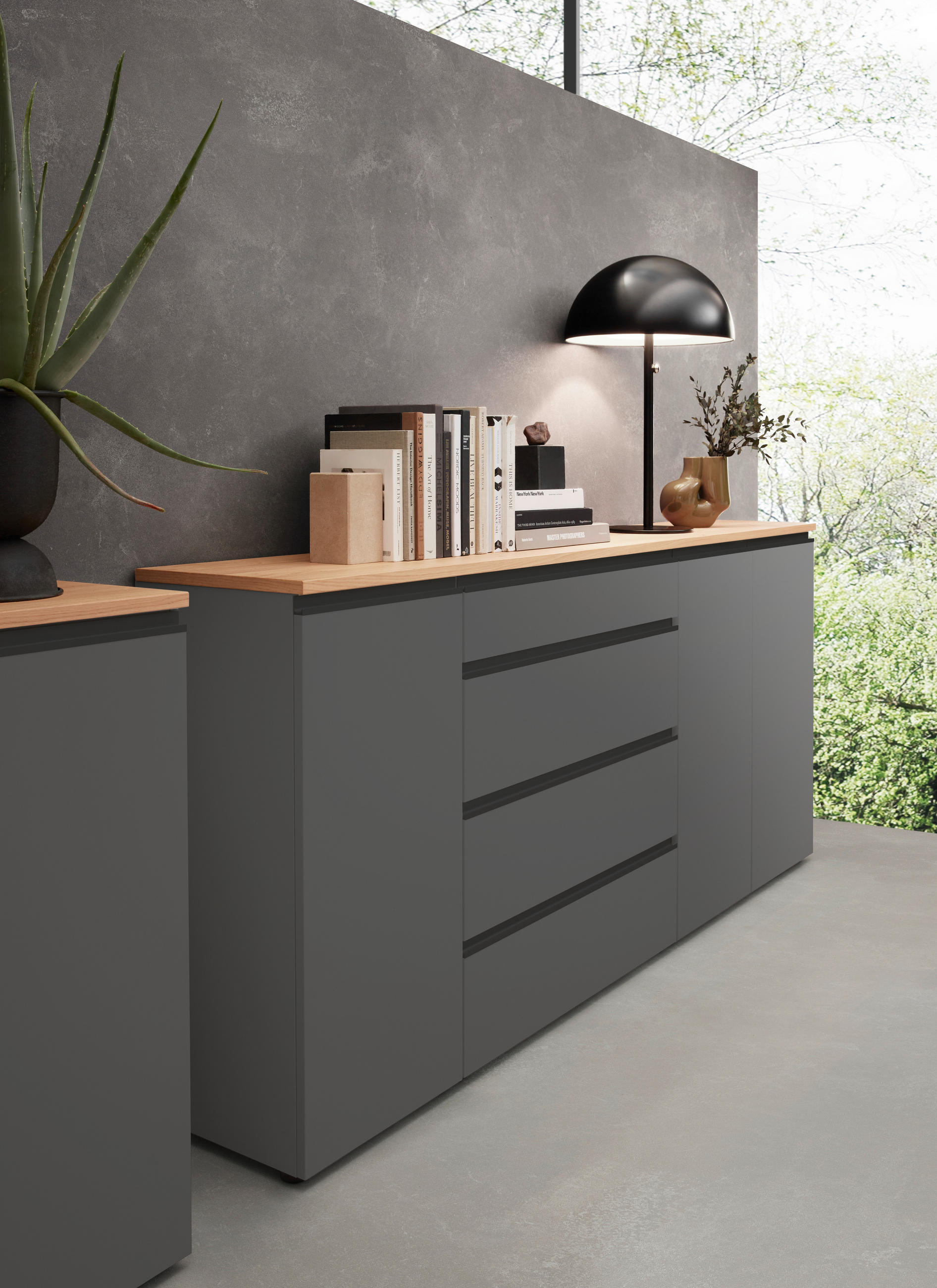 SIDEBOARD  in 225/102/41 cm  - Eichefarben/Anthrazit, Design, Holzwerkstoff/Metall (225/102/41cm) - Dieter Knoll