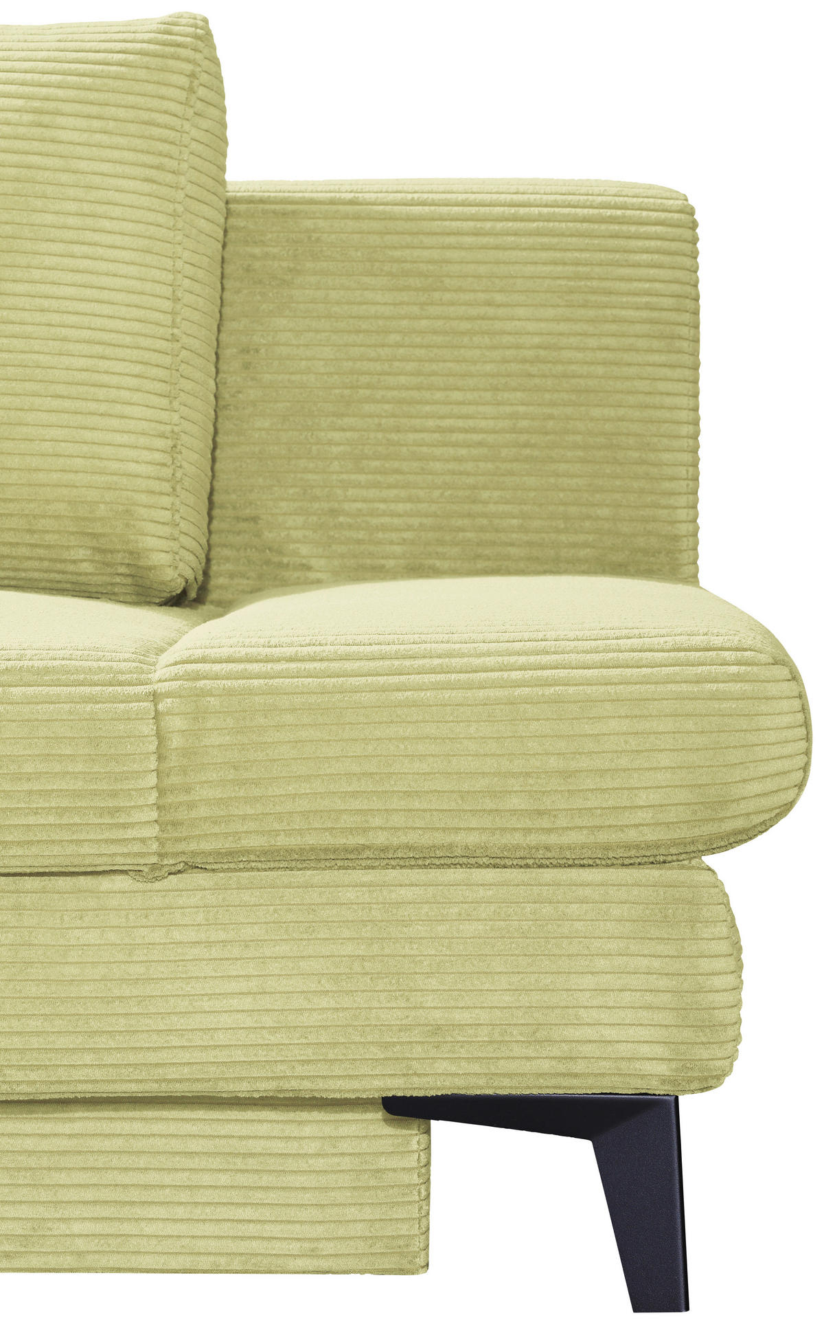 SCHLAFSOFA Cord Hellgrün  inkl. Bettkasten, Schlaffunktion, Armteilverstellung  - Schwarz/Hellgrün, Design, Textil/Metall (200/85/90cm) - Novel