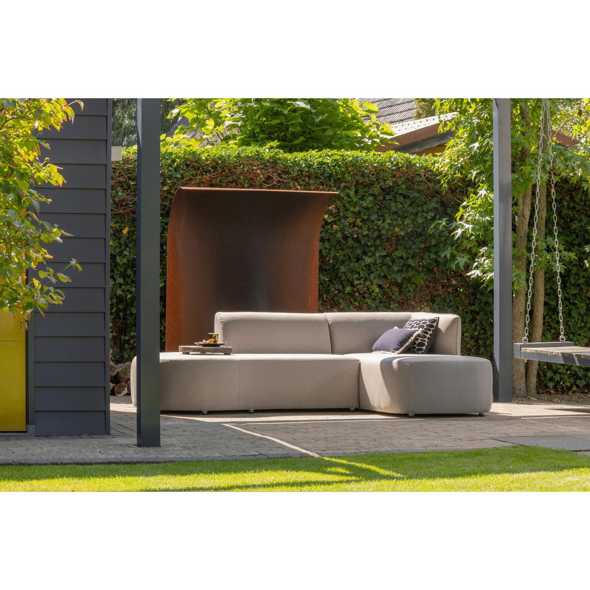 LOUNGEGARNITUR 258/168 cm Aluminium  - Sandfarben, MODERN, Textil/Metall (258/168cm) - Livetastic