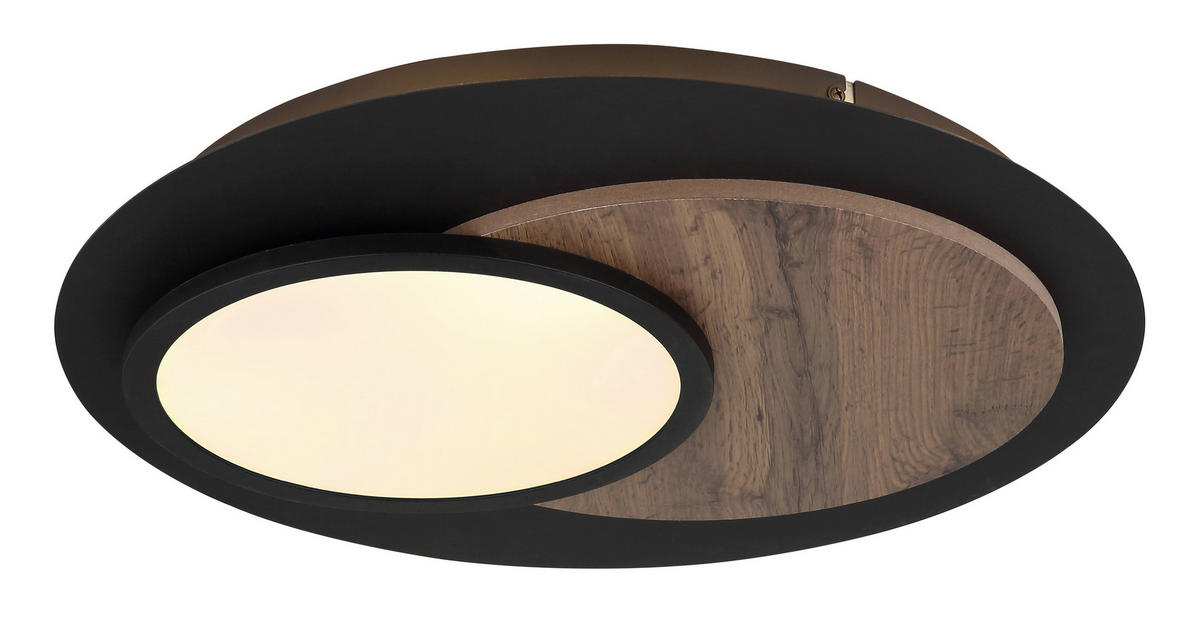 LED-DECKENLEUCHTE  48/5,6 cm    - Weiss/Dunkelbraun, Natur, Holzwerkstoff/Kunststoff (48/5,6cm) - Globo