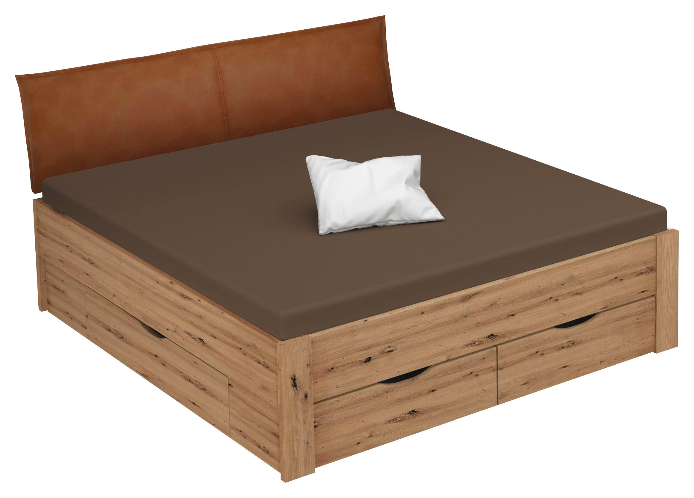 STAURAUMBETT 160/200 cm  in Eichefarben  - Eichefarben/Rostfarben, Design, Holzwerkstoff/Textil (160/200cm) - Xora