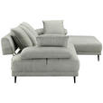 ECKSOFA in Mikrofaser Hellgrau  282/171 cm  - Hellgrau/Schwarz, Design, Textil/Metall (282/171cm) - Hom`in