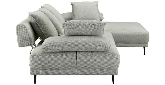 ECKSOFA in Mikrofaser Hellgrau  282/171 cm  - Hellgrau/Schwarz, Design, Textil/Metall (282/171cm) - Hom`in