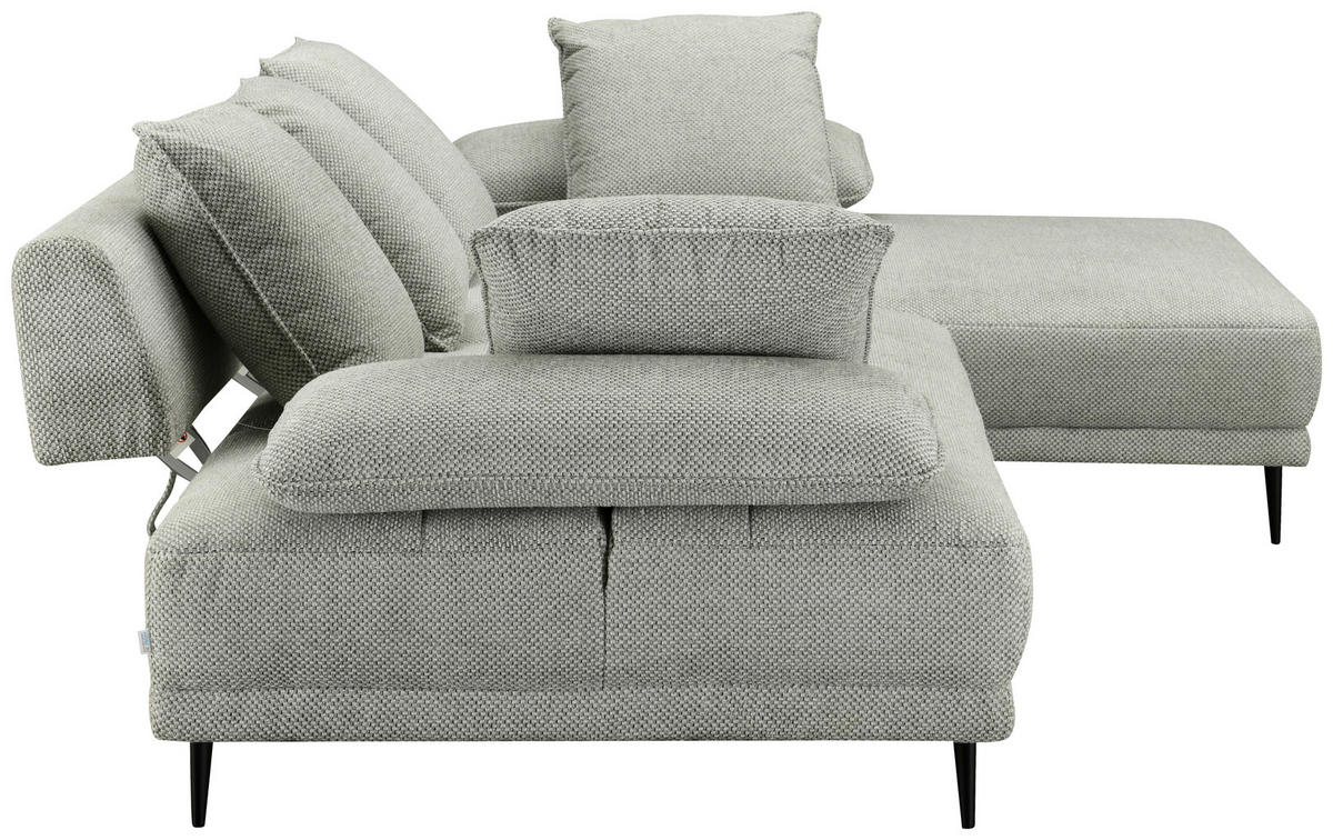 ECKSOFA in Mikrofaser Hellgrau  282/171 cm  - Hellgrau/Schwarz, Design, Textil/Metall (282/171cm) - Hom`in