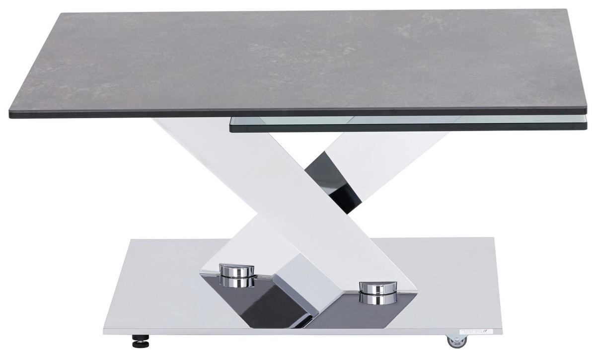 COUCHTISCH in Metall, Glas, Keramik 84-129/84-106/40 cm  - Chromfarben/Transparent, Design, Glas/Keramik (84-129/84-106/40cm)