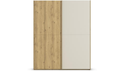 SCHWEBETÜRENSCHRANK 180/223/68 cm 2-türig Eichefarben, Champagner  - Champagner/Eichefarben, Design, Glas/Holz (180/223/68cm) - Novel
