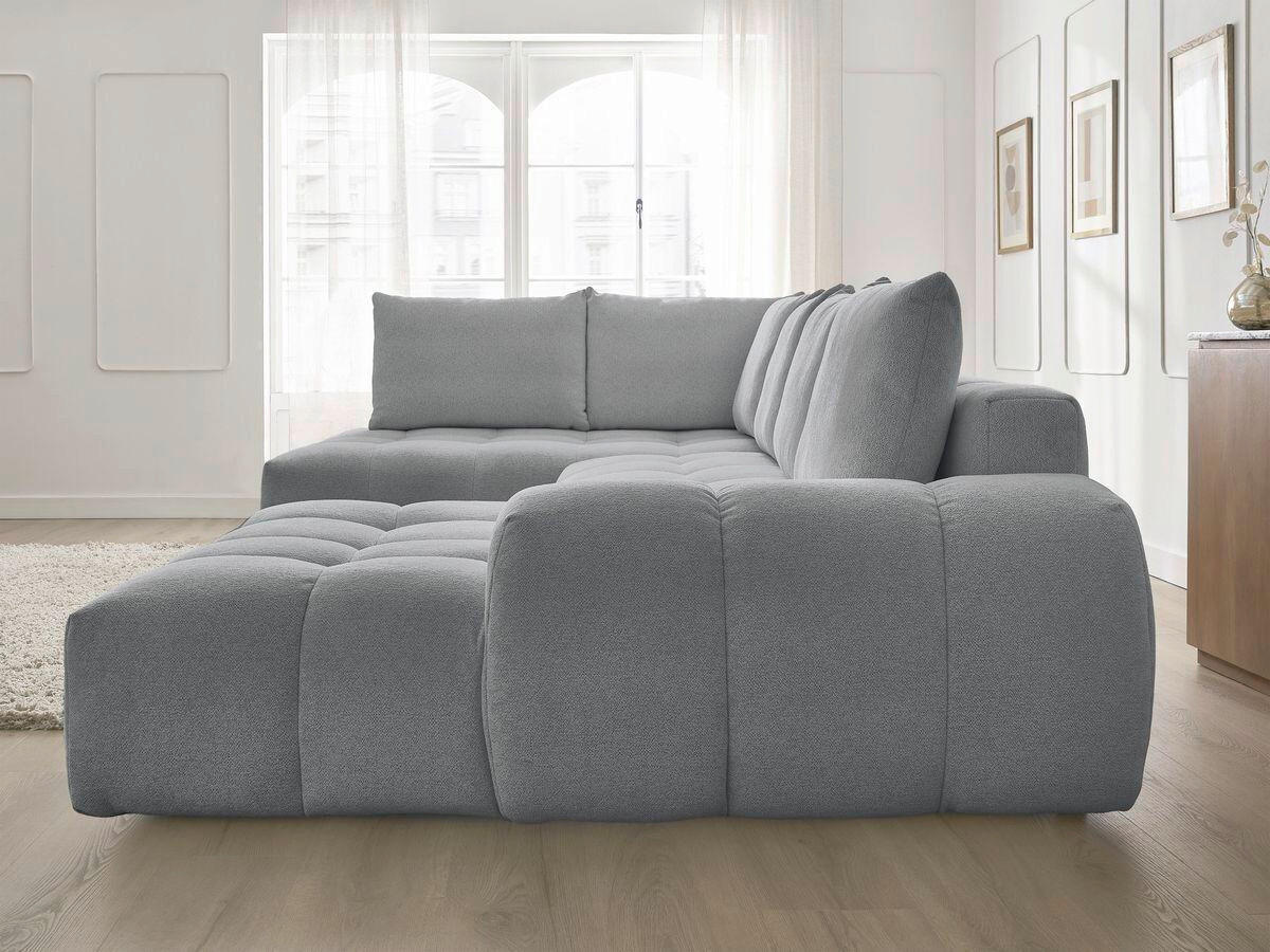 ECKSCHLAFSOFA EVEREST  mit Rücken echt, Armteil links, Armteil rechts Flachgewebe Dunkelgrau  - Dunkelgrau/Schwarz, MODERN, Kunststoff/Textil (212/423/198cm)