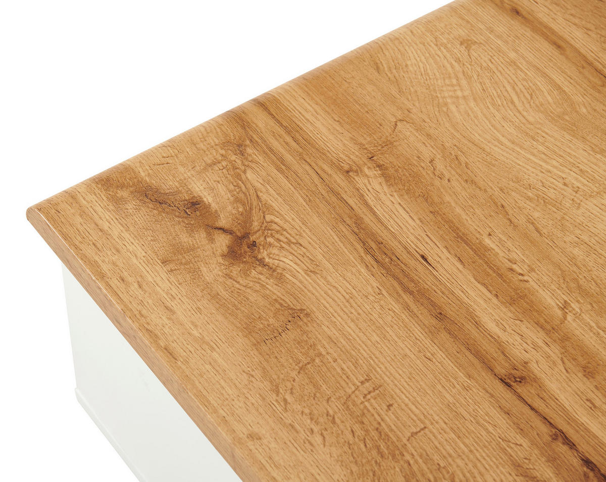 DOHÁNYZÓASZTAL fém, faalapú anyag 120/60/40-65 cm   - tölgyfa/fehér, Design, faalapú anyag/fém (120/60/40-65cm) - Livetastic