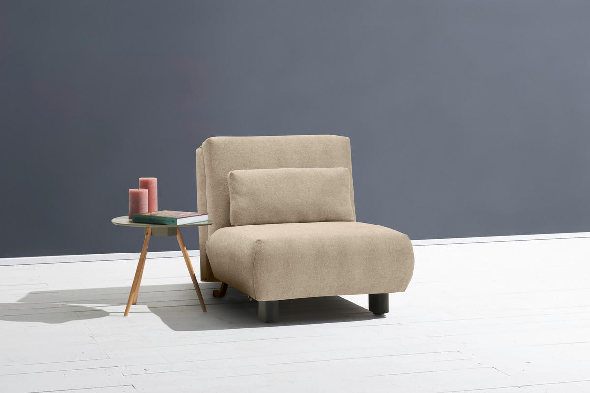 SCHLAFSESSEL Flachgewebe Beige    - Beige/Schwarz, KONVENTIONELL, Textil/Metall (90/85/100cm) - Carryhome