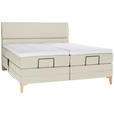 BOXSPRINGBETT 160/200 cm  in Hellgrau  - Eichefarben/Hellgrau, KONVENTIONELL, Holz/Textil (160/200cm) - Voleo