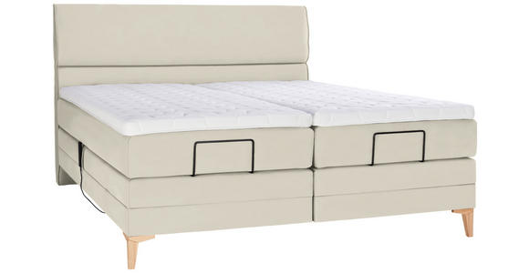 BOXSPRINGBETT 160/200 cm  in Hellgrau  - Eichefarben/Hellgrau, KONVENTIONELL, Holz/Textil (160/200cm) - Voleo