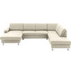 WOHNLANDSCHAFT in Echtleder Creme  - Creme/Alufarben, Design, Leder/Metall (165/339/233cm) - Beldomo Premium