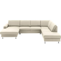 WOHNLANDSCHAFT in Echtleder Creme  - Creme/Alufarben, Design, Leder/Metall (165/339/233cm) - Beldomo Premium