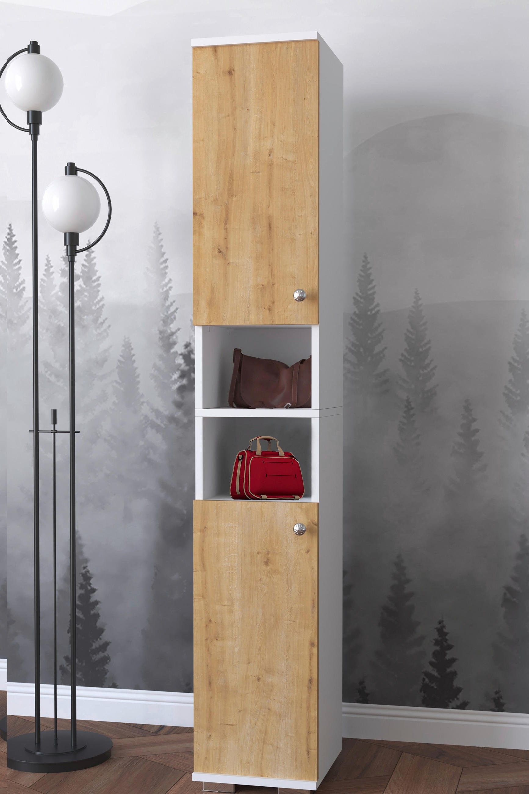 SCHUHSCHRANK  in 30/178/33 cm  - Honigeiche/Weiss, Modern, Holzwerkstoff/Kunststoff (30/178/33cm) - MID.YOU
