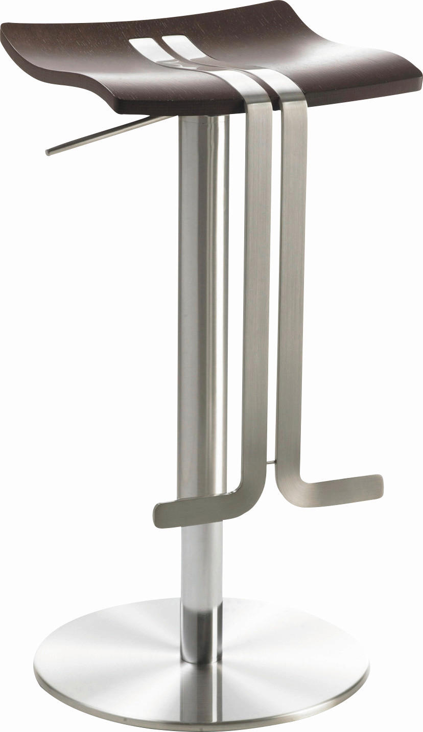 BARHOCKER in Holz, Metall Wengefarben, Edelstahlfarben  - Wengefarben/Edelstahlfarben, Design, Holz/Metall (36/58-85/34cm) - Novel