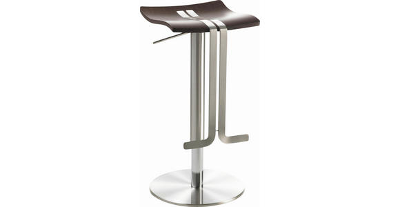 BARHOCKER in Wengefarben, Edelstahlfarben  - Wengefarben/Edelstahlfarben, Design, Holz/Metall (36/58-85/34cm) - Novel