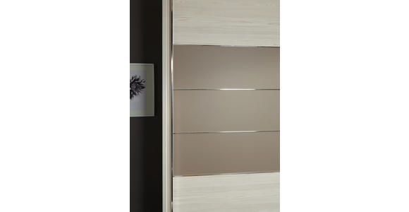 SCHWEBETÜRENSCHRANK in Eichefarben, Magnolie - Chromfarben/Eichefarben, KONVENTIONELL, Glas/Holzwerkstoff (300/236/68cm) - Voleo