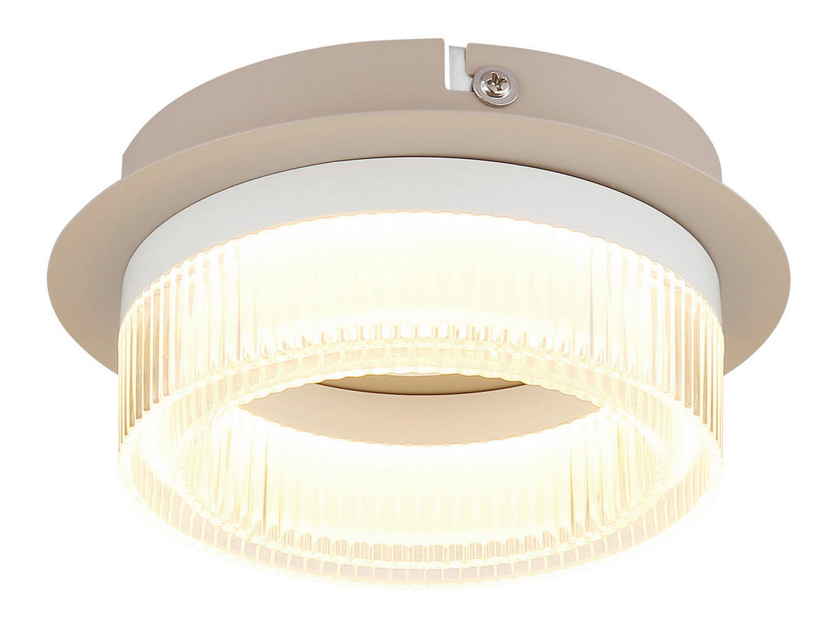 LED-DECKENLEUCHTE 16/7 cm   - Sandfarben/Transparent, Design, Kunststoff/Metall (16/7cm) - Globo